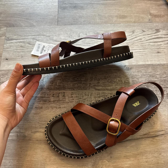 ZARA FLAT LEATHER SANDALS WITH CRISS-CROSS STRAPS - BRAND NEW WITH TAG- SIZE 8 o - Picture 8 of 8
